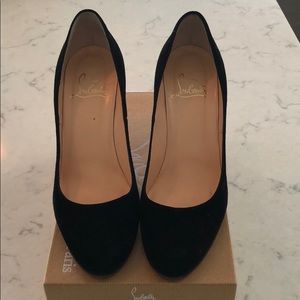 christian louboutin black suede heels